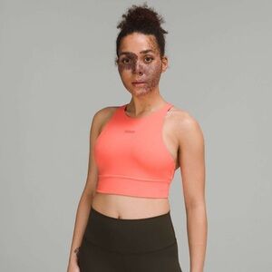 Lululemon Lulu Orange Coral Pink Sports Bra High Neck NWOT Crop Top